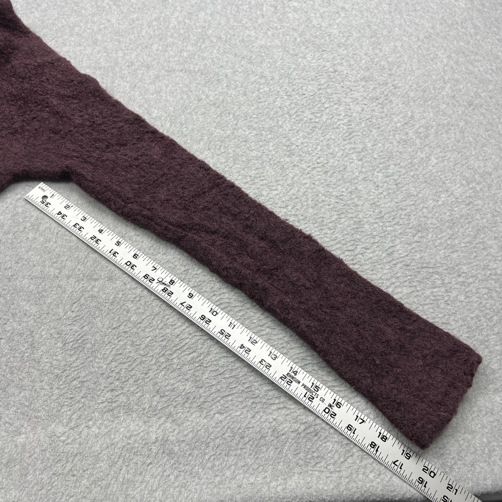Poetry Sweater‎ Women's 6 Burgundy Alpaca Blend Boucle Knit Crew Fuzzy Pullover - Picture 5 of 10
